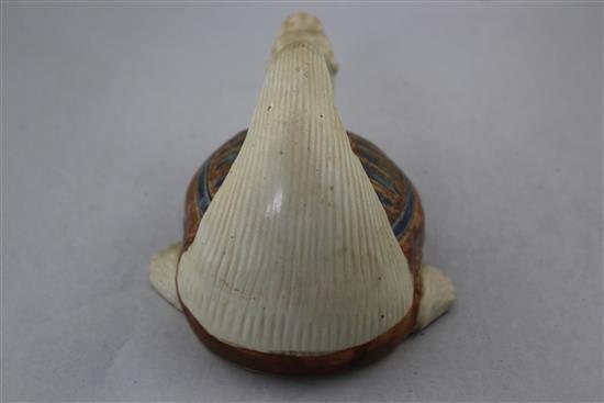 An unusual Japanese stoneware minogame teapot, late 19th / early 20th century, 19cm.